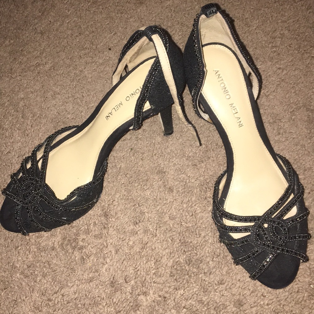 Black sparkly heels